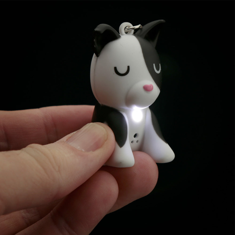 Black Dog Keyring | LED Torch & Barking Sound | Mini Gift | Cracker Filler