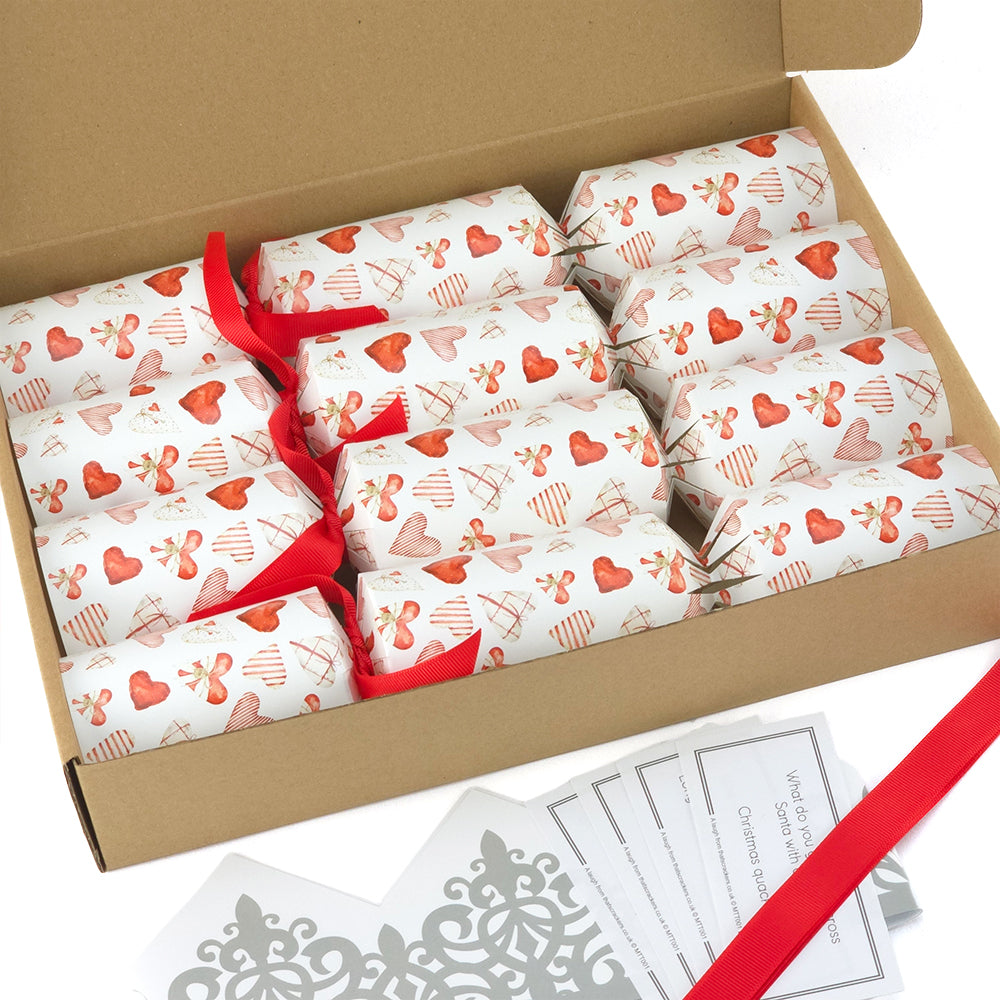 Scandi Hearts | 4 Ready to Fill Christmas Crackers | Just Add Gifts