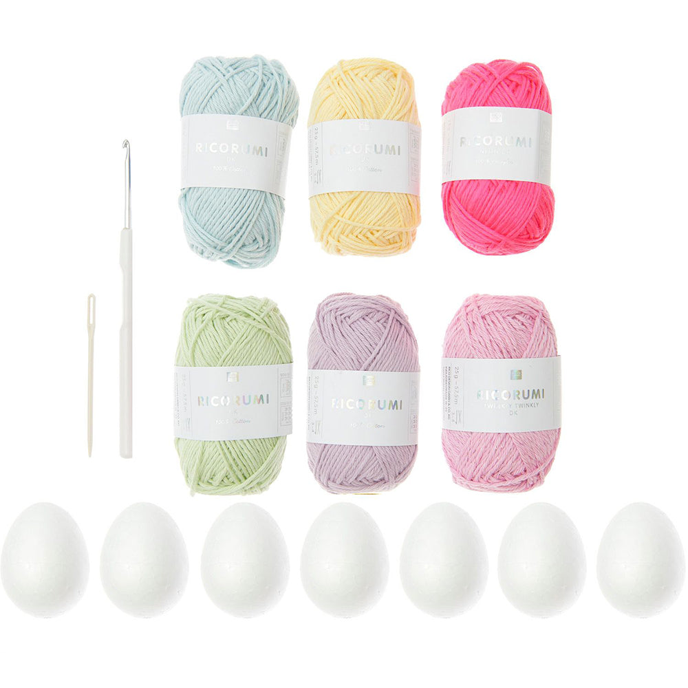Pastel Easter Eggs | Adults Crochet Craft Kit | Makes 7 or 13 Eggs