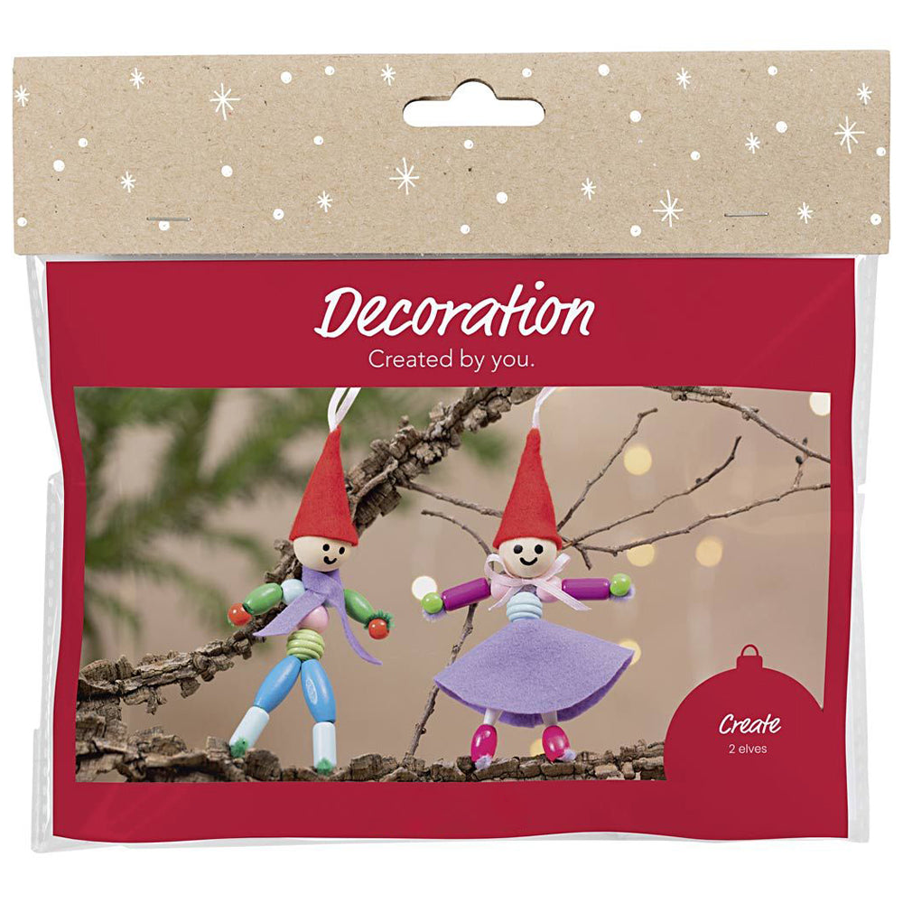 Christmas Elves | Makes 2 Tree Ornaments | Bead & Felt Craft Kit for Kids
