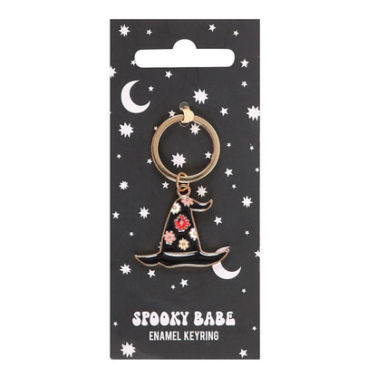 Spooky Babe | Enamel With Hat Keyring | Little Gift | Cracker Filler
