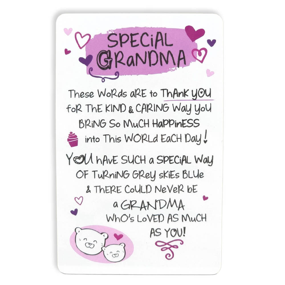 Special Grandma | Mini Keepsake Card With Verse | Little Gift | Cracker Filler