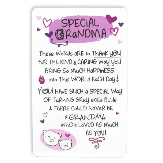 Special Grandma | Mini Keepsake Card With Verse | Little Gift | Cracker Filler