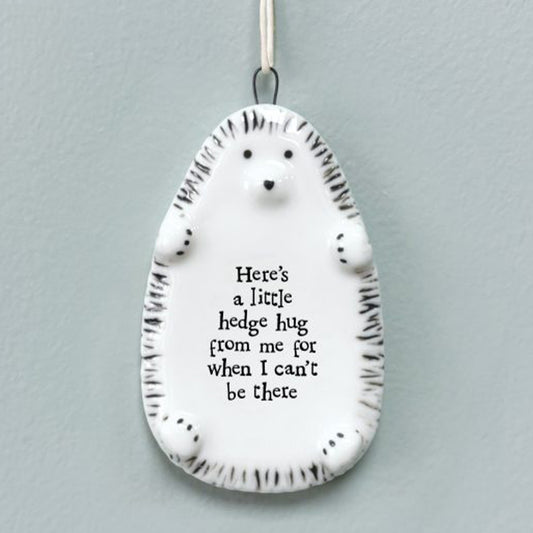 Here's A Little Hedgehug | Porcelain Hedgehog Ornament | Cracker Filler Gift