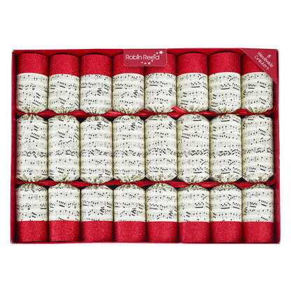 8 Large Premium Christmas Music Crackers | With Bells & Music Sheets | Ready Made