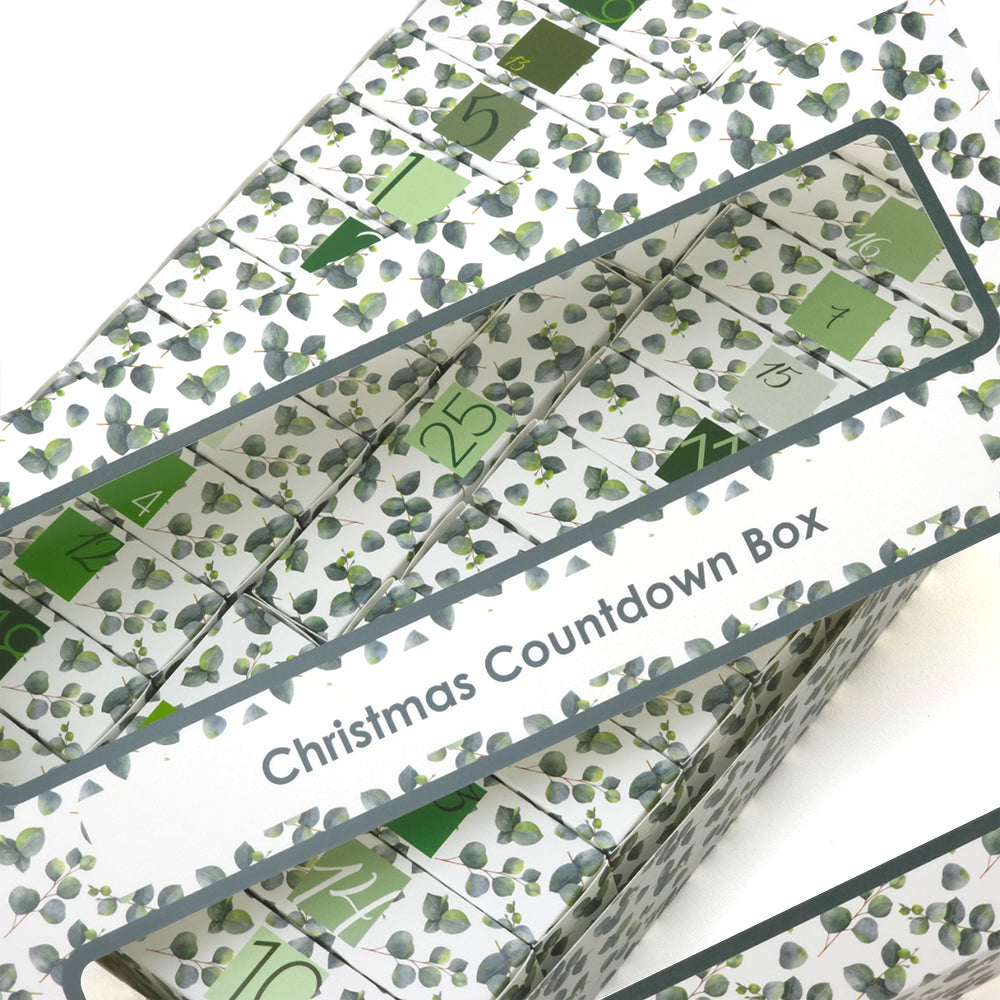 Advent Calendar Making Kit | 25 Soap Boxes & Outer Box | Watercolour Eucalyptus