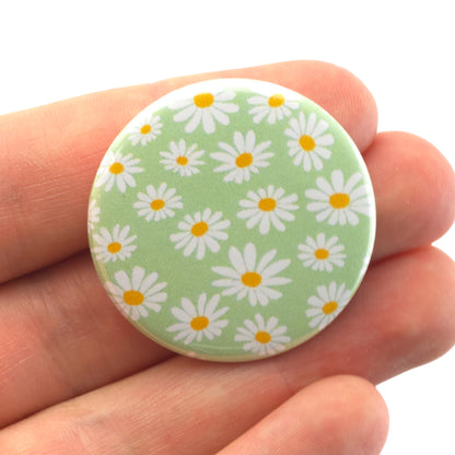 Green Daisy | 38mm Button Pin Badge | Little Gift | Cracker Filler
