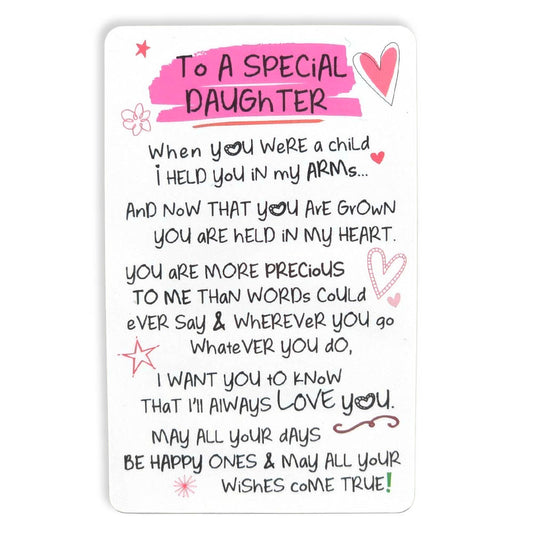To A Special Daughter | Mini Keepsake Verse Card | Little Gift | Cracker Filler