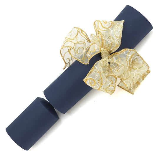 Golden Glitter | Bowfabulous Cracker Making Kit | Makes 8 Large Navy Blue Crackers