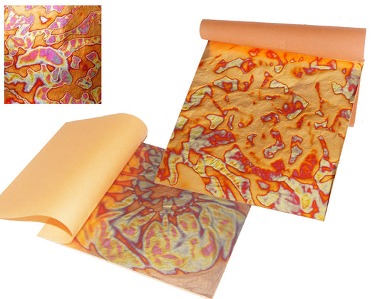 3 Red Gold Annealed Metal Foil Leaf Squares for Adults Gilding Crafts
