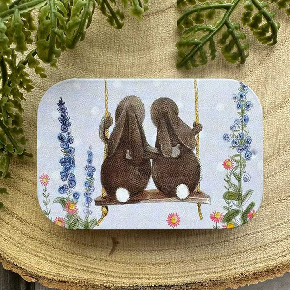 Loving Hares | Little Slide Shut Tin to Fill | Cracker Filler Gift