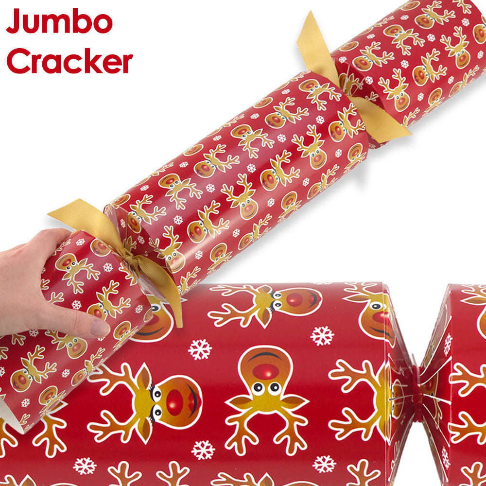 Extra Large & Jumbo | Reusable Keepsake DIY Cracker Sets | Cheery Rudolph
