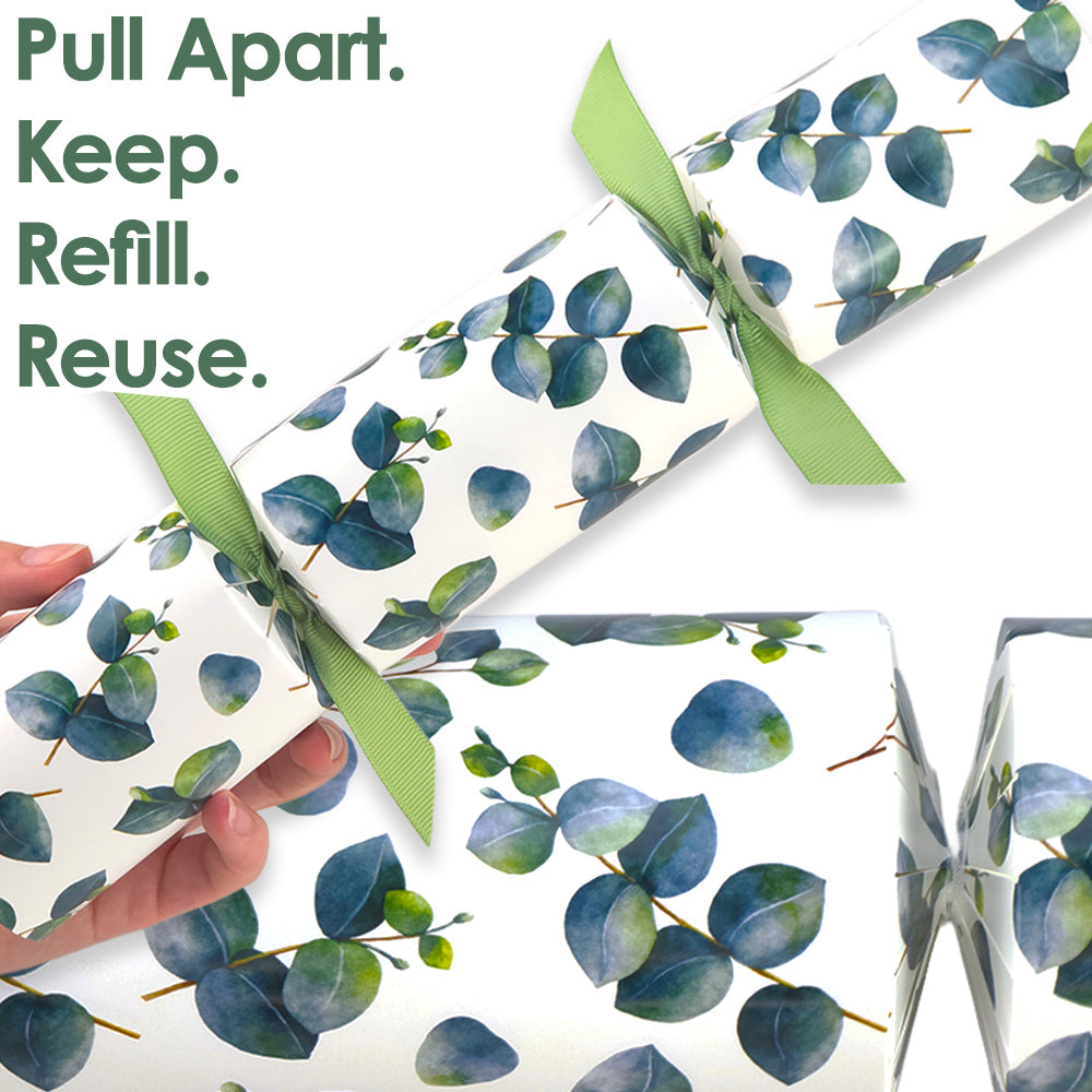 Reusable Keepsake Christmas Cracker Set | Watercolour Eucalyptus | DIY
