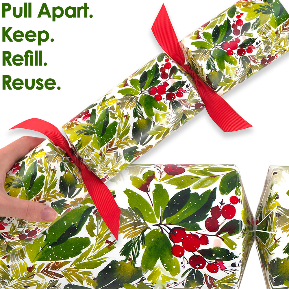 Reusable Keepsake Christmas Cracker Set | Watercolour Berries | Luxury DIY