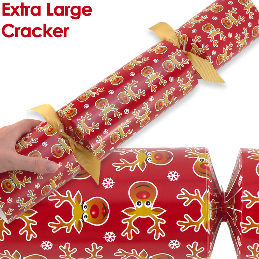 Extra Large & Jumbo | Reusable Keepsake DIY Cracker Sets | Cheery Rudolph