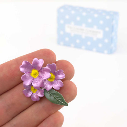 Lilac Primrose | Rhodium Plated Brooch | Little Gift | Cracker Filler