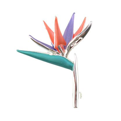 Bird of Paradise Flower Brooch | Silver Plated | Little Gift | Cracker Filler