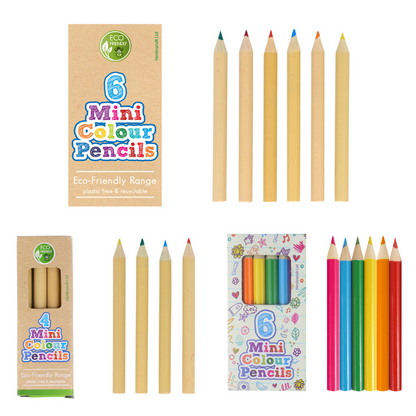 Mini Colouring Pencils | 4 or 6 Pack | Little Gift | Cracker Filler
