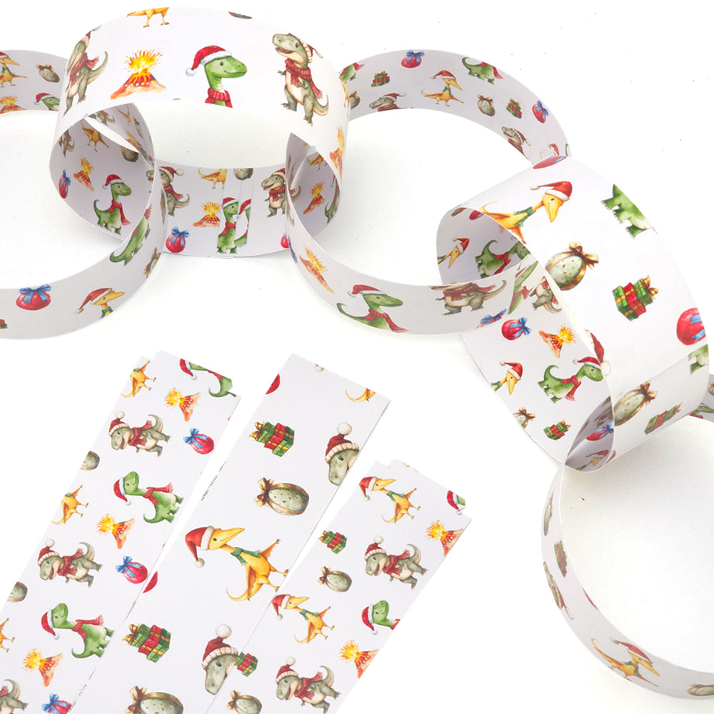 30 Reusable Christmas Paper Chains | Christmas Dinosaur | No Glue Needed | 2.5m