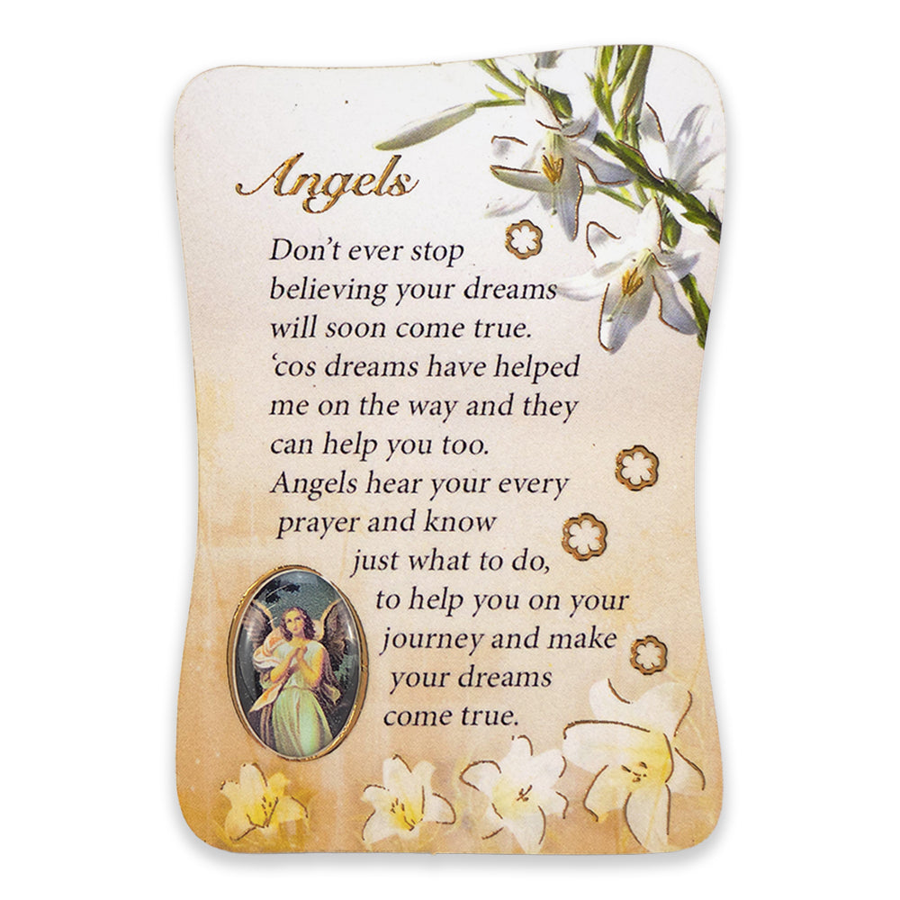 Angels | Wood Plaque Style Fridge Magnet | Christian Gift | Cracker Filler