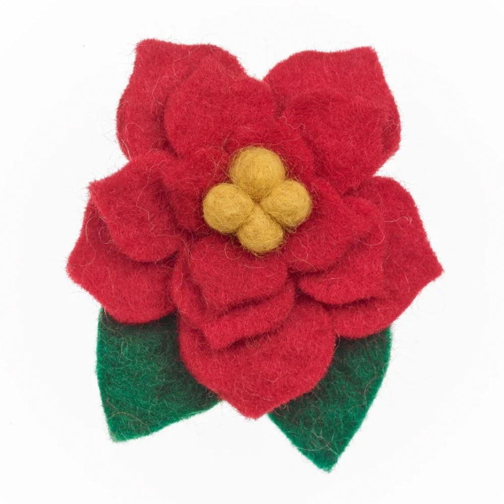 Poinsettia | Handmade Felt Christmas Brooch | Cracker Filler | Fairtrade