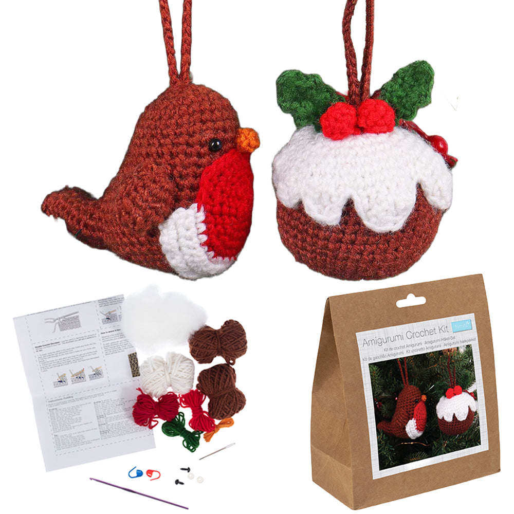 Christmas Pudding & Robin | Amigurumi Complete Crochet Kit