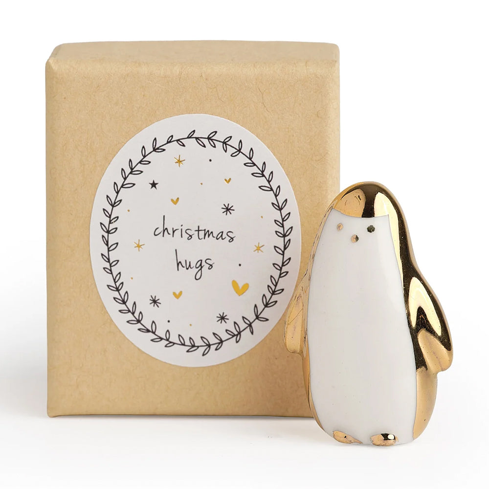 Christmas Hugs | Porcelain Mini Penguin | Little Gift | Cracker Filler