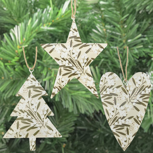 Mistletoe Berries (Cream) | Tinware Trio | Christmas Decorations | Gisela Graham