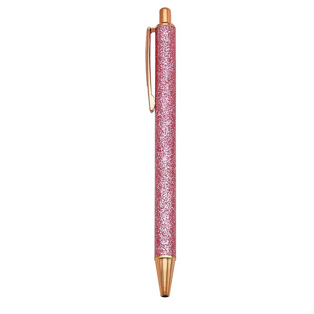 Single Pink Glitter Retractable Ballpoint Pen - Black Ink