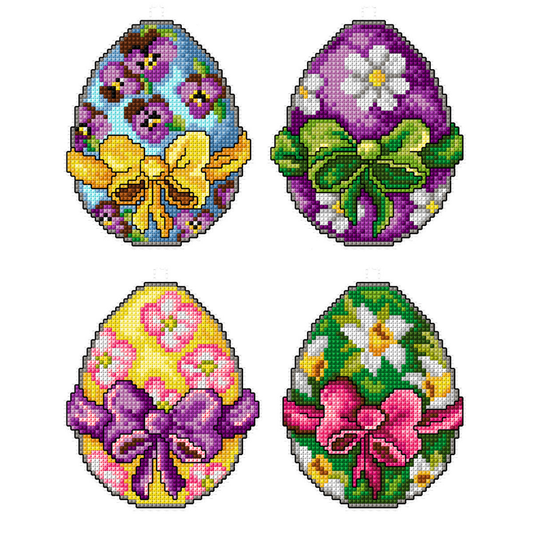 Hanging Colourful Easter Eggs | Set of 4 | Cross Stitch Kit
