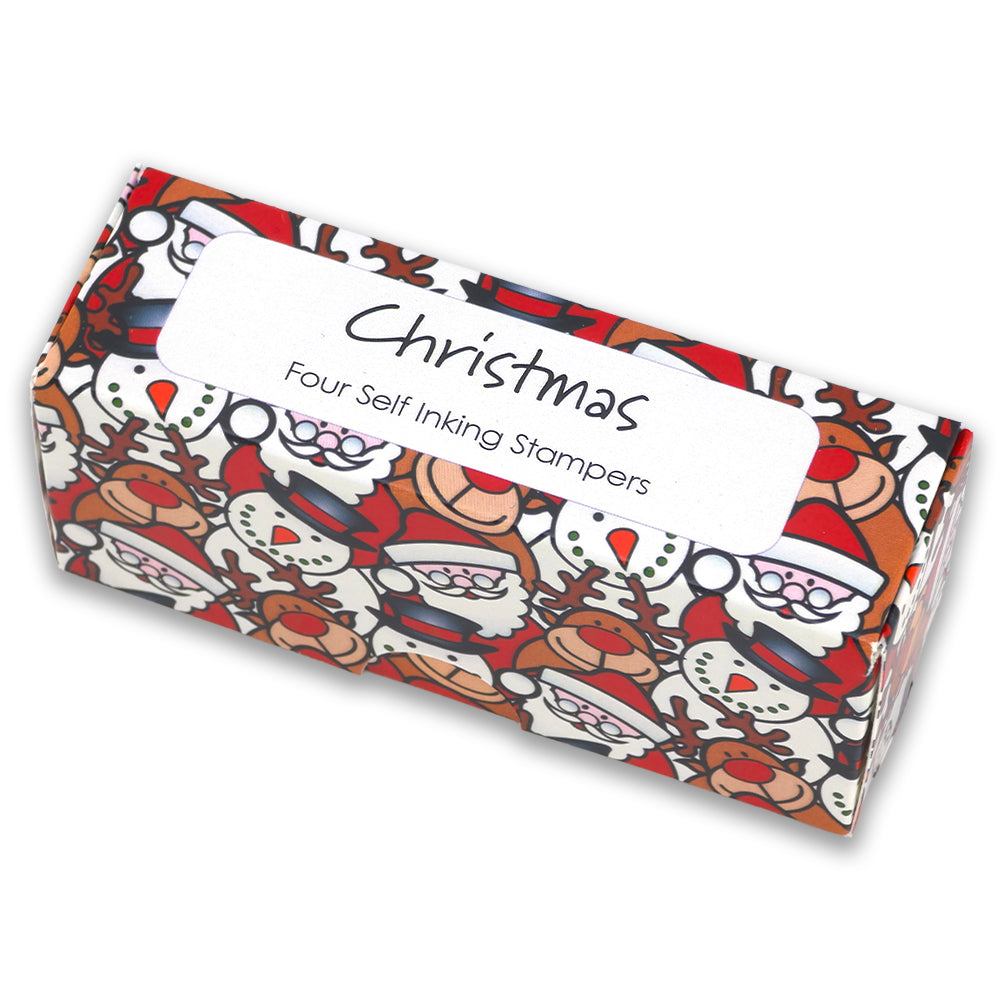Christmas Characters | 4 Self Inking Stampers for Kids | Cracker Filler | Party Bag Gift