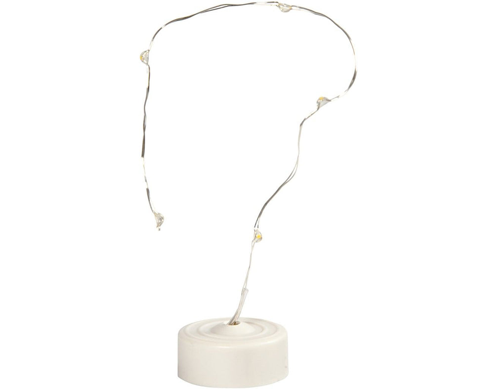 6 Warm White Battery LED Fairy Lights on Silver Cable - 27cm