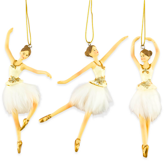 Ivory & Gold Ballerina | Christmas Decoration | Single | Gisela Graham