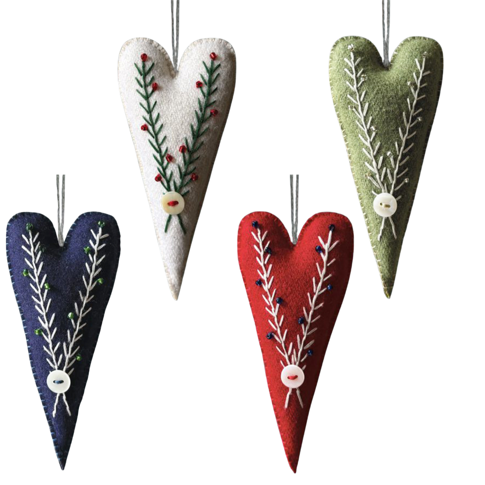 Embroidered Scandi Folk Art Heart | Felt Decoration | Cracker Filler