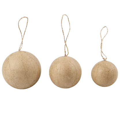 Assorted Paper Mache Christmas Baubles | Craft to Decorate | 4 to 6cm
