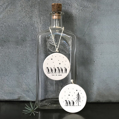 Let it Snow Penguins | Flat Porcelain Christmas Ornament Hanger| Cracker Filler