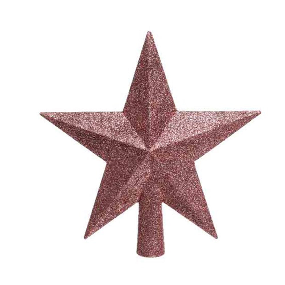 Single 19cm Velvet Pink Glitter Shatterproof Christmas Tree Topper