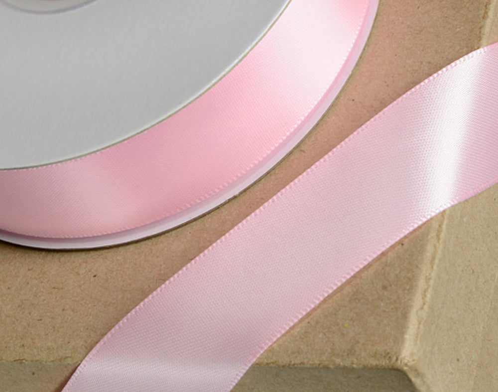 25m Baby Pink 15mm Wide Satin Ribbon for Crafts