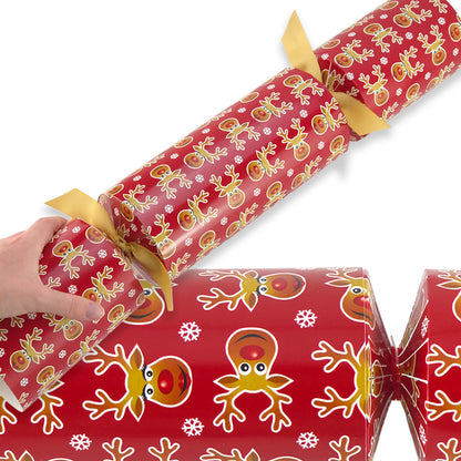 Extra Large & Jumbo | Reusable Keepsake DIY Cracker Sets | Cheery Rudolph