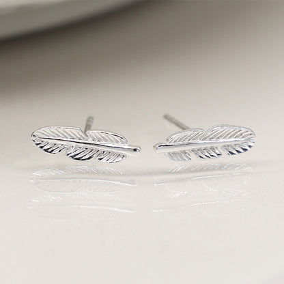 Dainty Sterling Silver Feather Stud Earrings | Mini Gift | Cracker Filler
