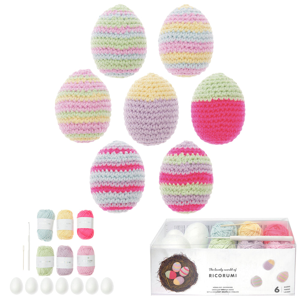 Pastel Easter Eggs | Adults Crochet Craft Kit | Makes 7 or 13 Eggs