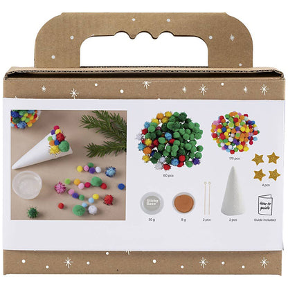 Pom Pom Christmas Trees | Makes 2 Freestanding Ornaments | Kids Craft Kit