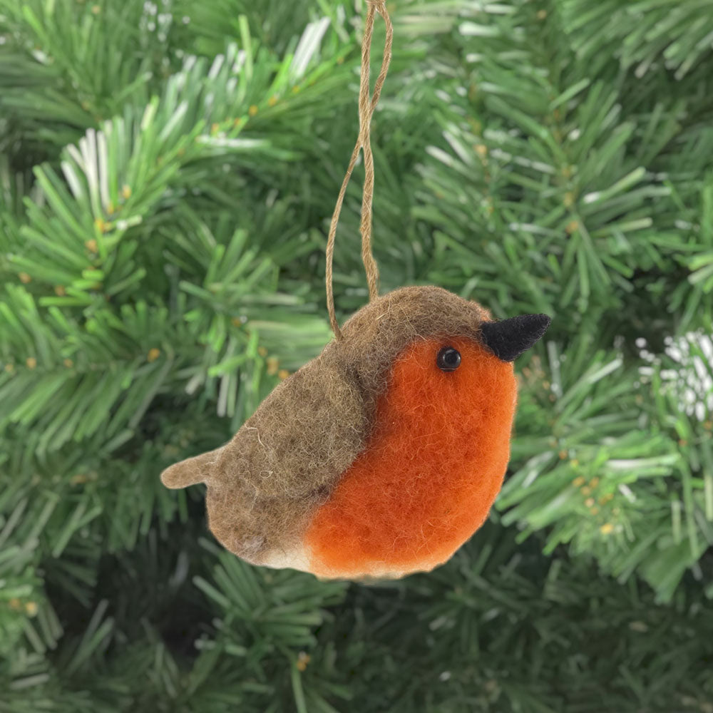 Felted Wool Robin | Hanging Decoration | Gisela Graham