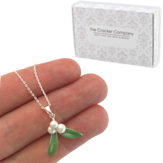 Christmas Mistletoe Necklace | Pendant on Chain | Mini Gift | Cracker Filler