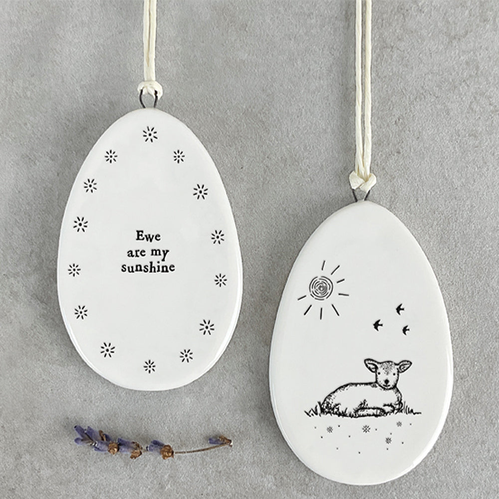 Ewe Are My Sunshine | Flat Porcelain Egg Ornament Hanger| Cracker Filler