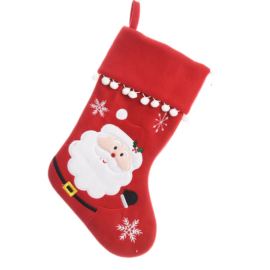 Santa | 40cm Christmas Character Fabric Stocking with Pom Pom Trim