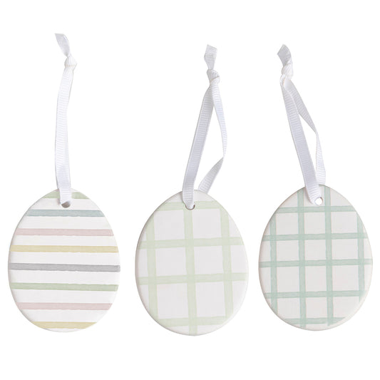 Pretty Ceramic Easter Tree Decorations | Hanging Pastel Eggs | Set of 3