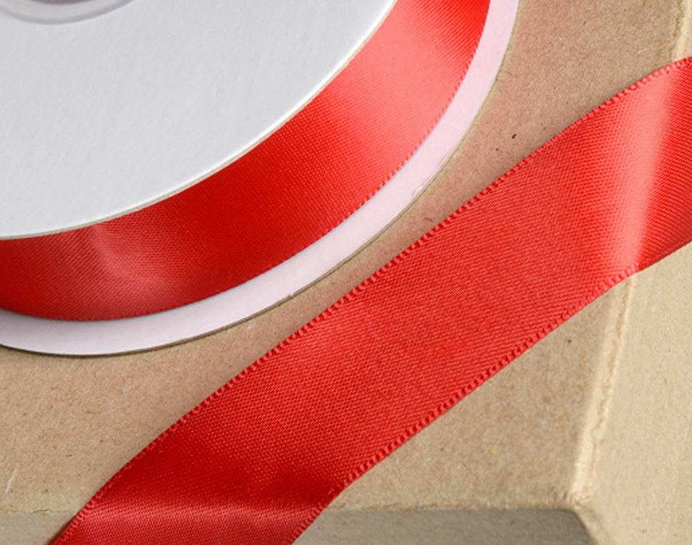 25m Red 15mm Wide Satin Ribbon for Crafts