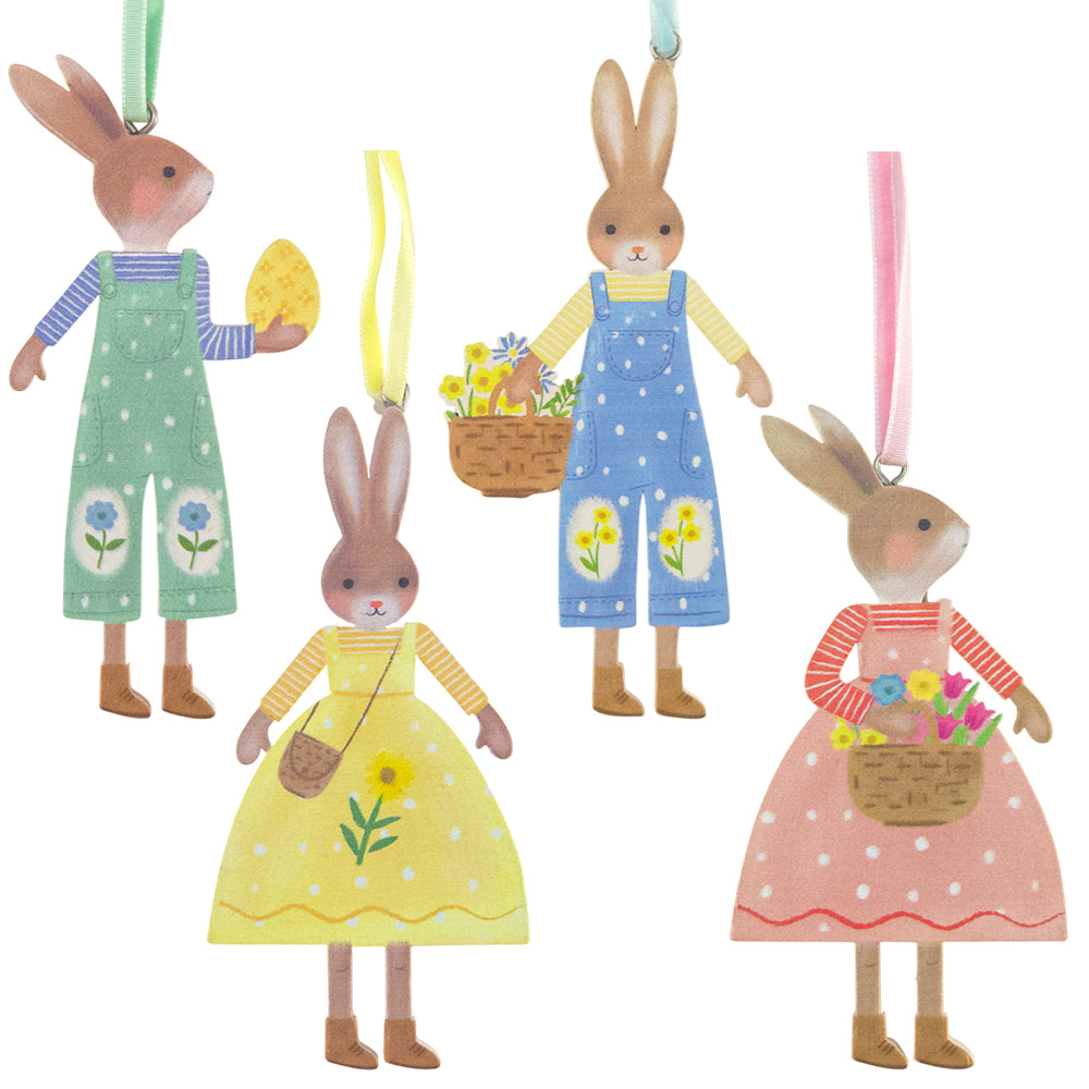 Boy & Girl Easter Rabbits | Wooden Easter Tree Decoration | Gisela Graham