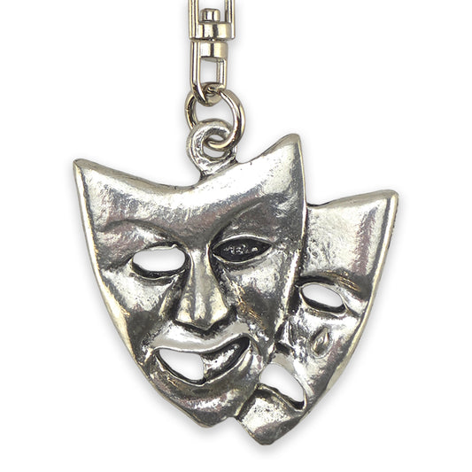 Theatre Mask | Chunky English Pewter 3D Keyring | Little Gift | Cracker Filler